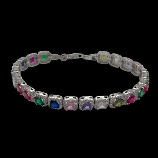 Bratara Tennis Diamond Multicolor Argint