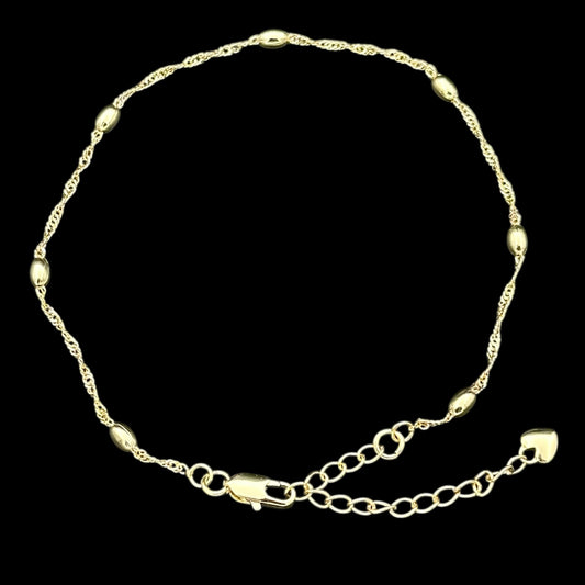 Brățară de picior Rope 2mm Placată cu Aur 18K