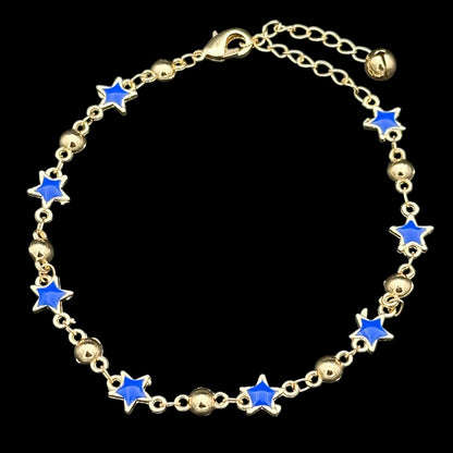 Brățară de picior Blue Star Placată cu Aur 18K