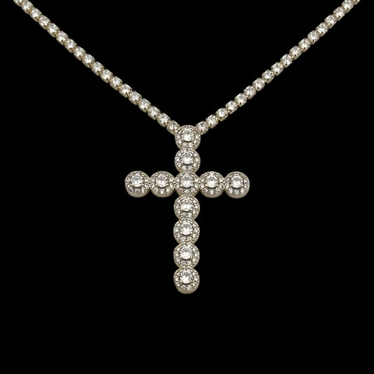 Colier Tennis Angely Cross Placat cu Aur 18K