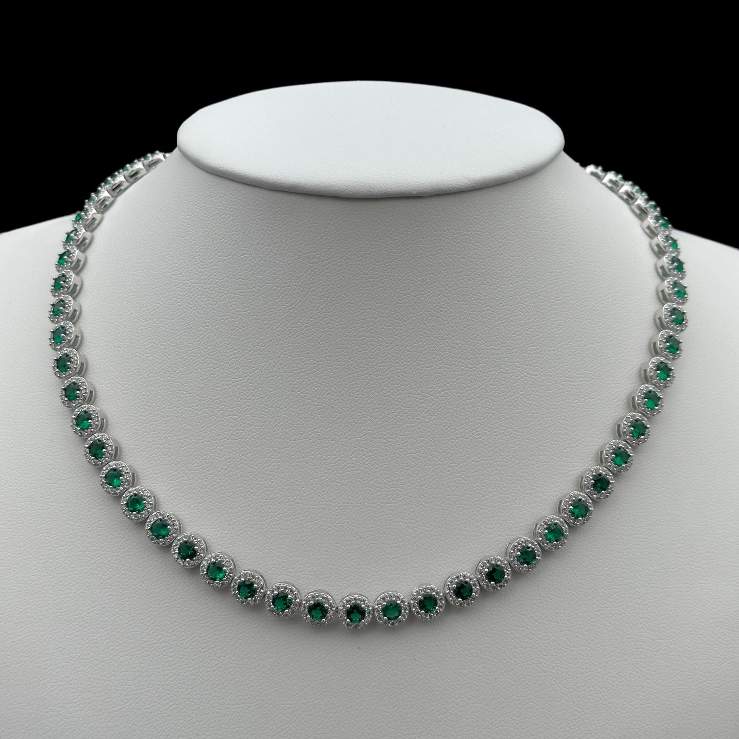 Colier Tennis Angely Green Argint