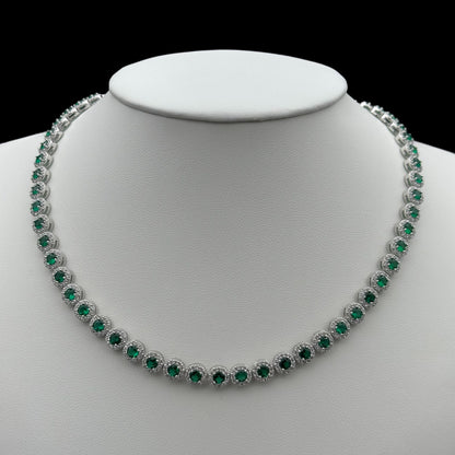 Colier Tennis Angely Green Argint