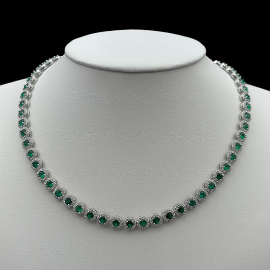 Colier Tennis Angely Green Argint