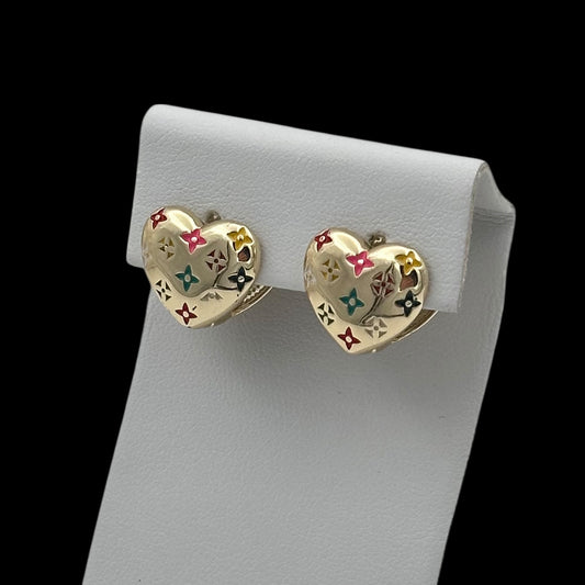 Cercei Heart of Colors Placați cu Aur 18K