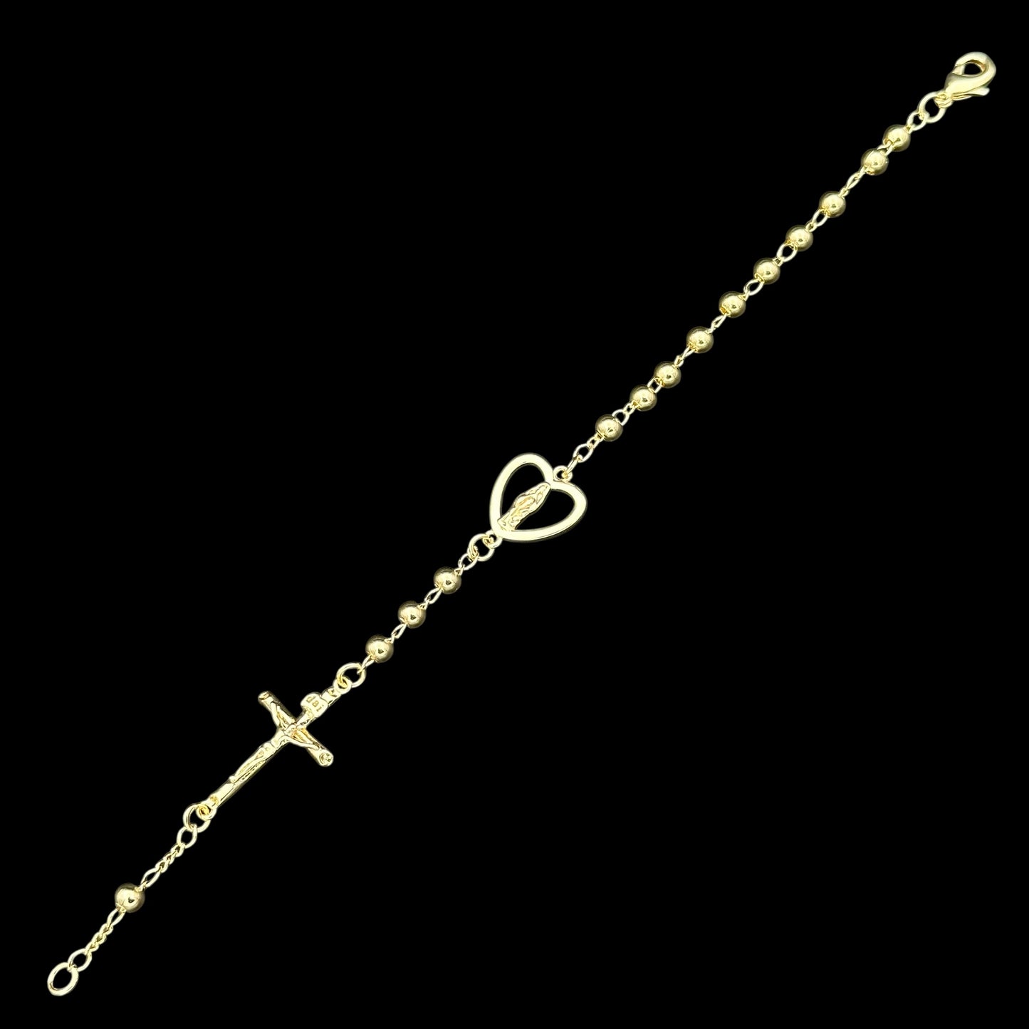 Brățară Rosary Heart Placată cu Aur 18K