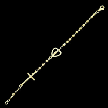 Brățară Rosary Heart Placată cu Aur 18K