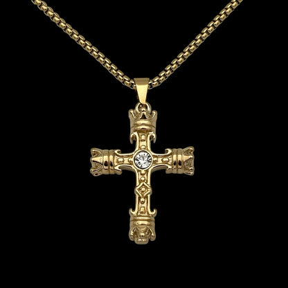 Colier Vintage Cross Placat cu Aur 18K