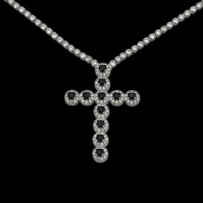 Colier Tennis Angely Cross Black Placat cu Aur Alb