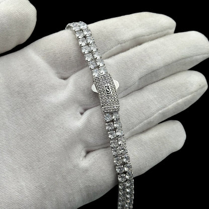 Colier Tennis Double Miami Placat cu Aur Alb