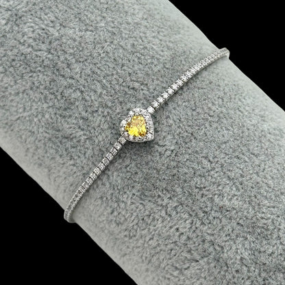 Bratara Tennis Love Yellow Argint