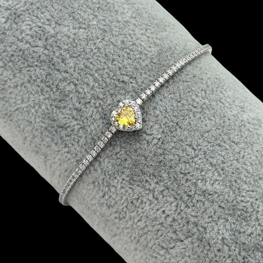 Bratara Tennis Love Yellow Argint