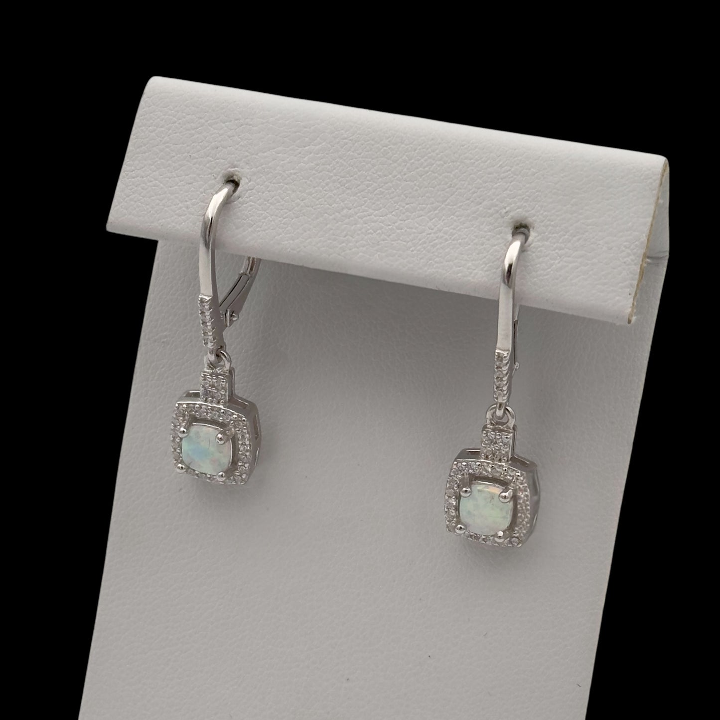 Cercei Diamond White Opal Argint