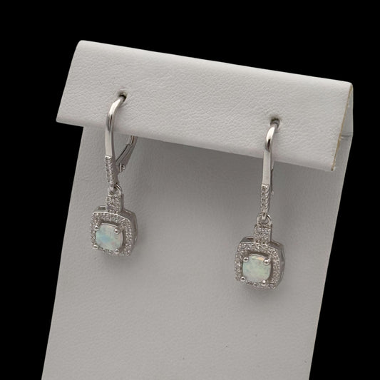 Cercei Diamond White Opal Argint