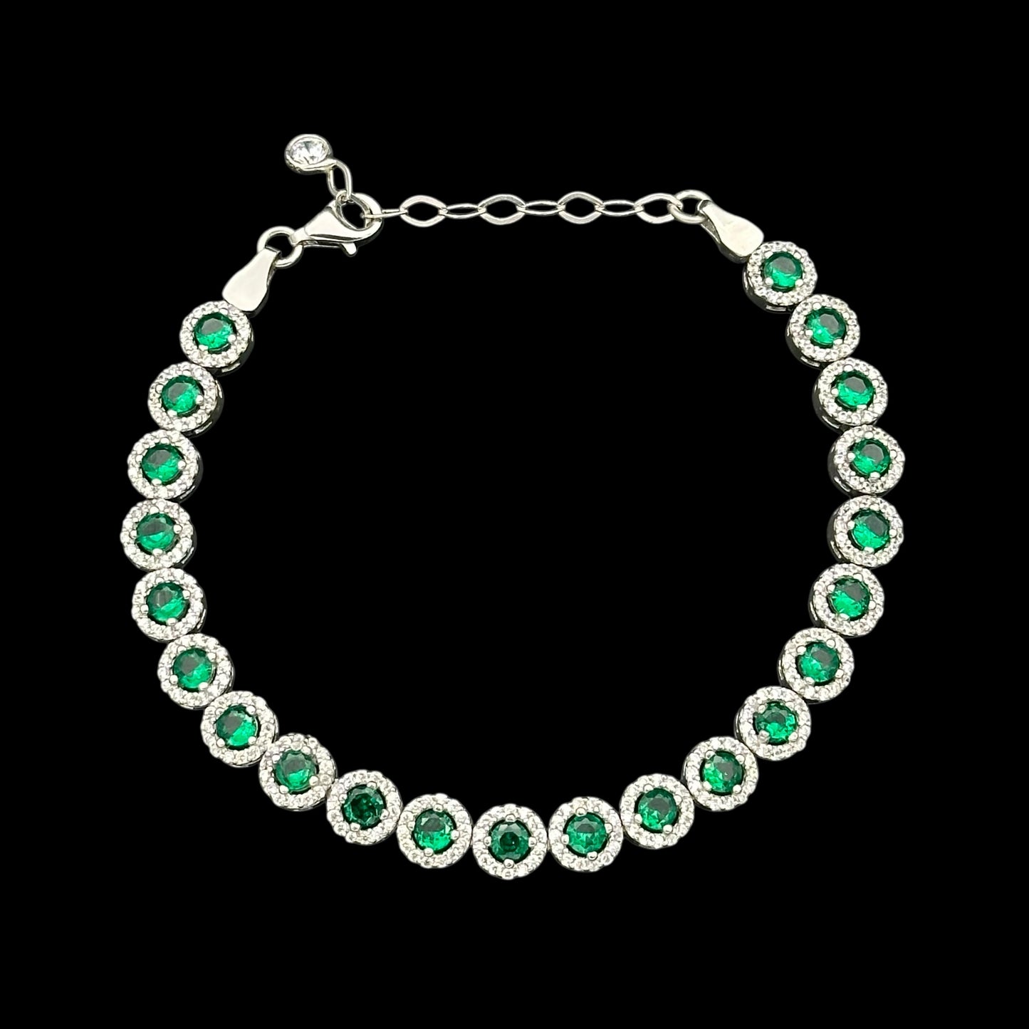 Bratara Tennis Angely Green Argint