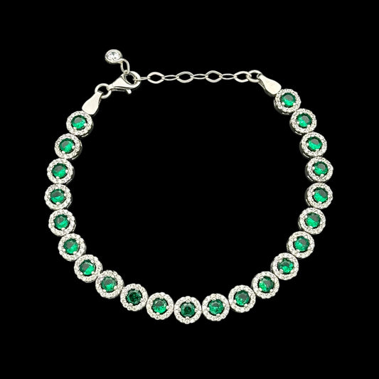 Bratara Tennis Angely Green Argint