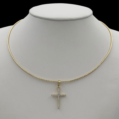 Colier Choker Cross Placat cu Aur 18K