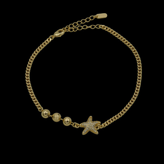Bratara de picior Starfish Placata cu Aur 18K