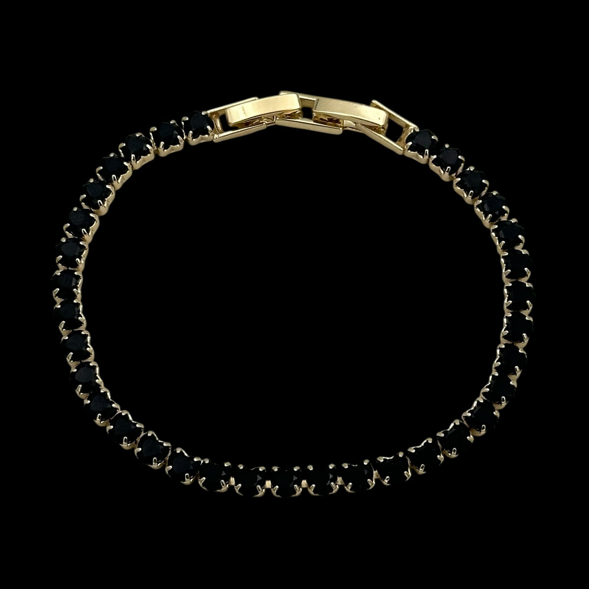 Bratara Tennis Love Black Placata cu Aur 18K