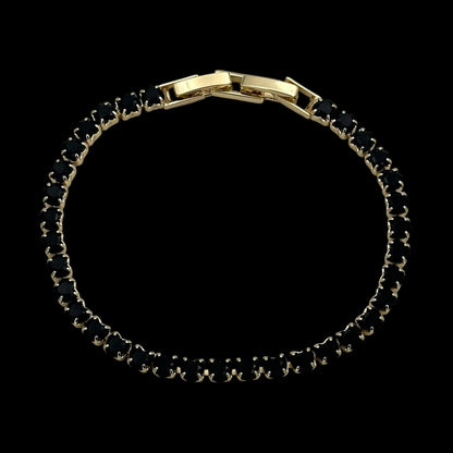 Bratara Tennis Love Black Placata cu Aur 18K