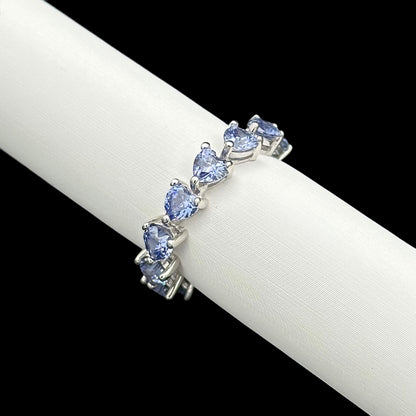 Inel Tennis Hearts Blue Argint