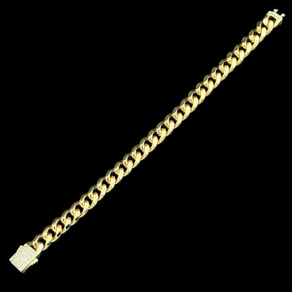 Brățară Cuban 8mm Placată cu Aur 18K