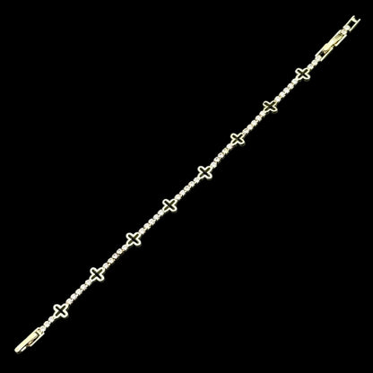 Brățară Tennis Trifoi 2mm Placată cu Aur 18K