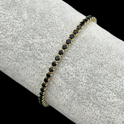 Brățară Tennis 3mm Black Placată cu Aur 18K