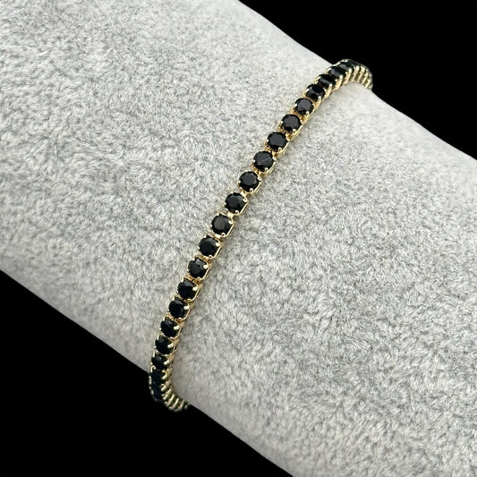 Brățară Tennis 3mm Black Placată cu Aur 18K