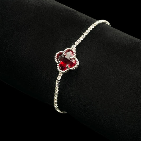 Brățară Tennis Trifoi Red Silver