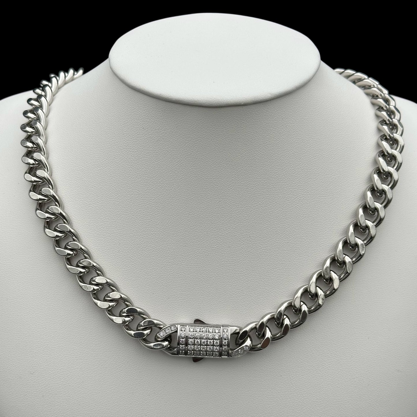 Colier Cuban Clear 10mm INOX