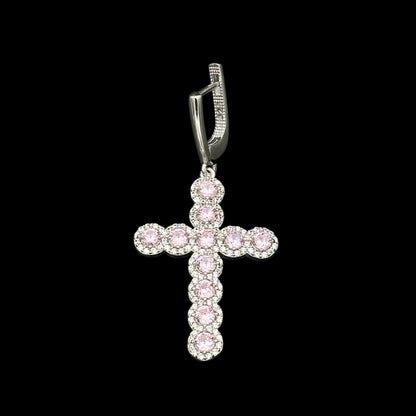 Cercei Cross Angely Pink Argint