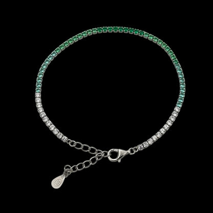 Bratara Tennis 2mm Green Fade Argint