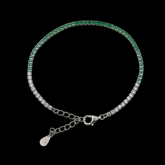 Bratara Tennis 2mm Green Fade Argint