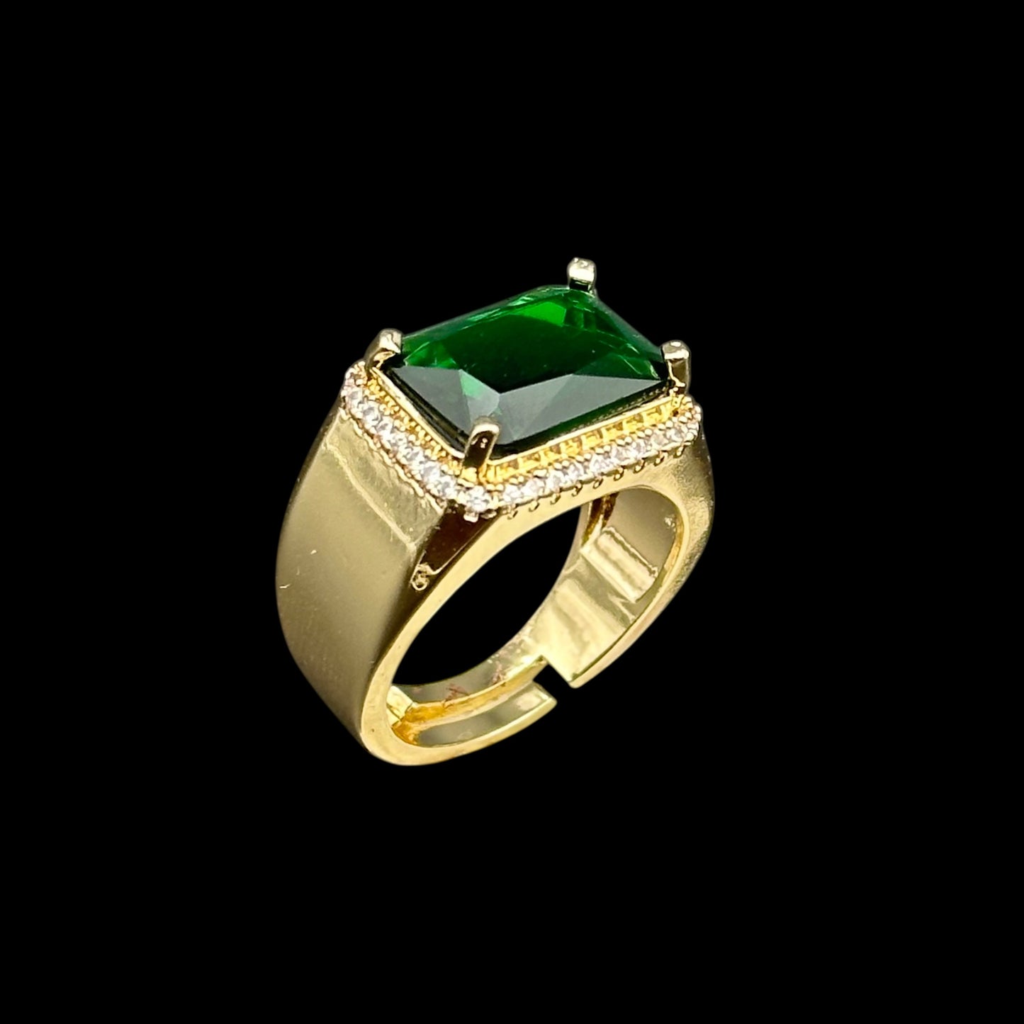 Inel reglabil Green Code Placat cu Aur 18K