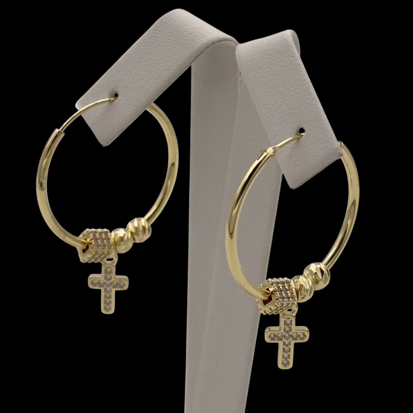 Cercei Charmify Cross Placați cu Aur 18K