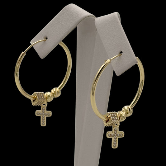 Cercei Charmify Cross Placați cu Aur 18K