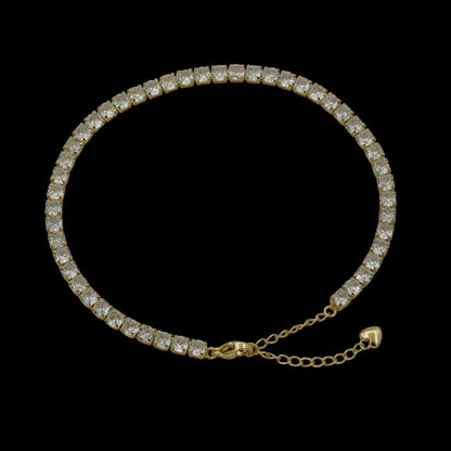 Bratara de picior Tennis 4mm Placata cu Aur 18K
