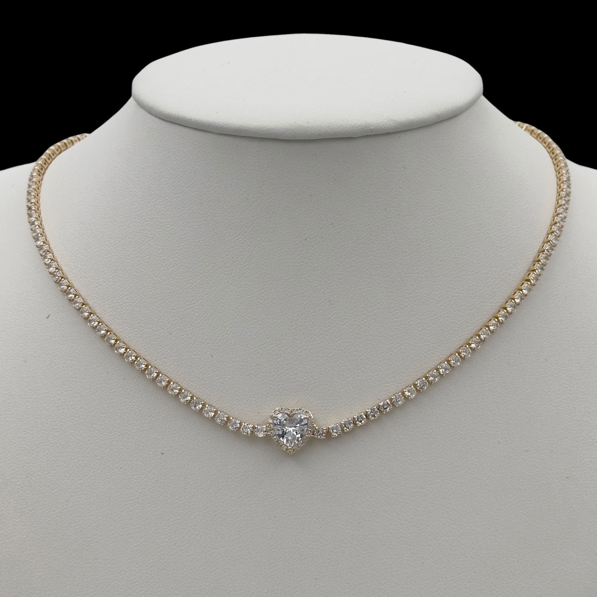 Colier Tennis Heart Placat cu Aur 18K