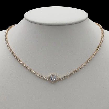 Colier Tennis Heart Placat cu Aur 18K