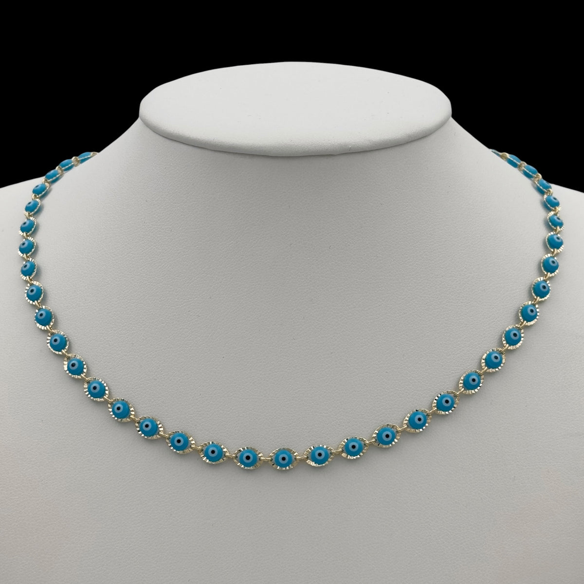 Colier Evil Eye Blue Placat cu Aur 18K