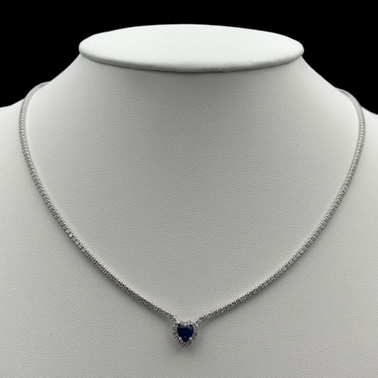 Colier Tennis Love Blue Argint
