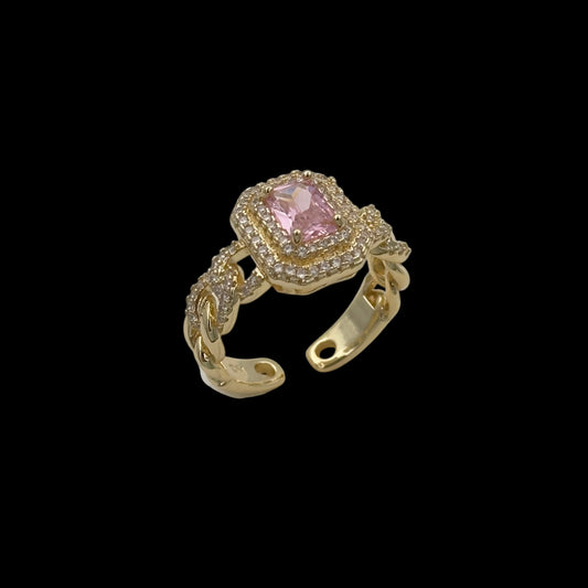 Inel reglabil Majestic Pink Placat cu Aur 18K