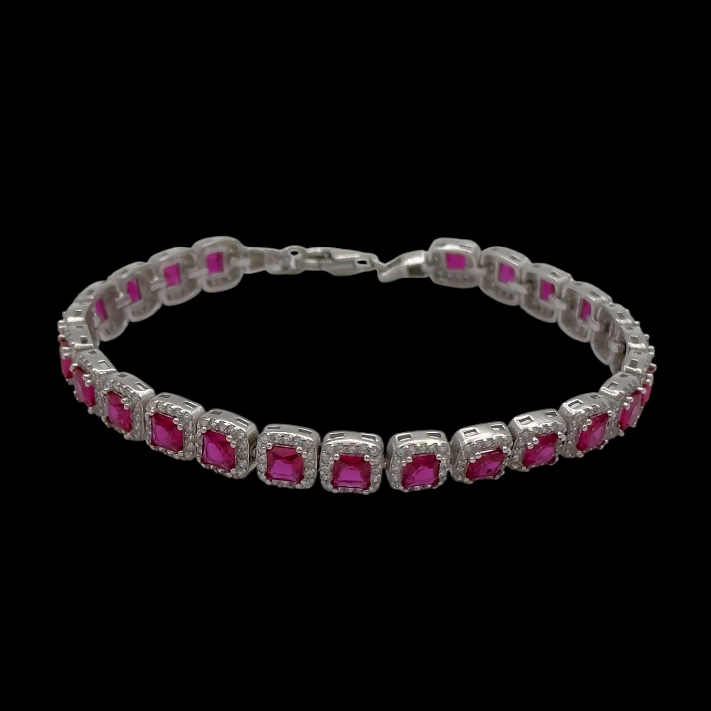 Bratara Tennis Diamond Fuchsia Argint