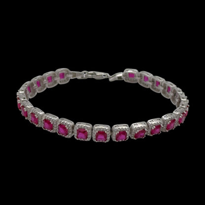 Bratara Tennis Diamond Fuchsia Argint