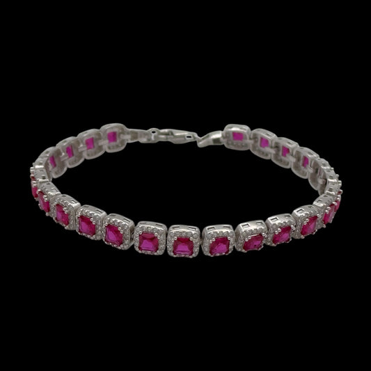 Bratara Tennis Diamond Fuchsia Argint