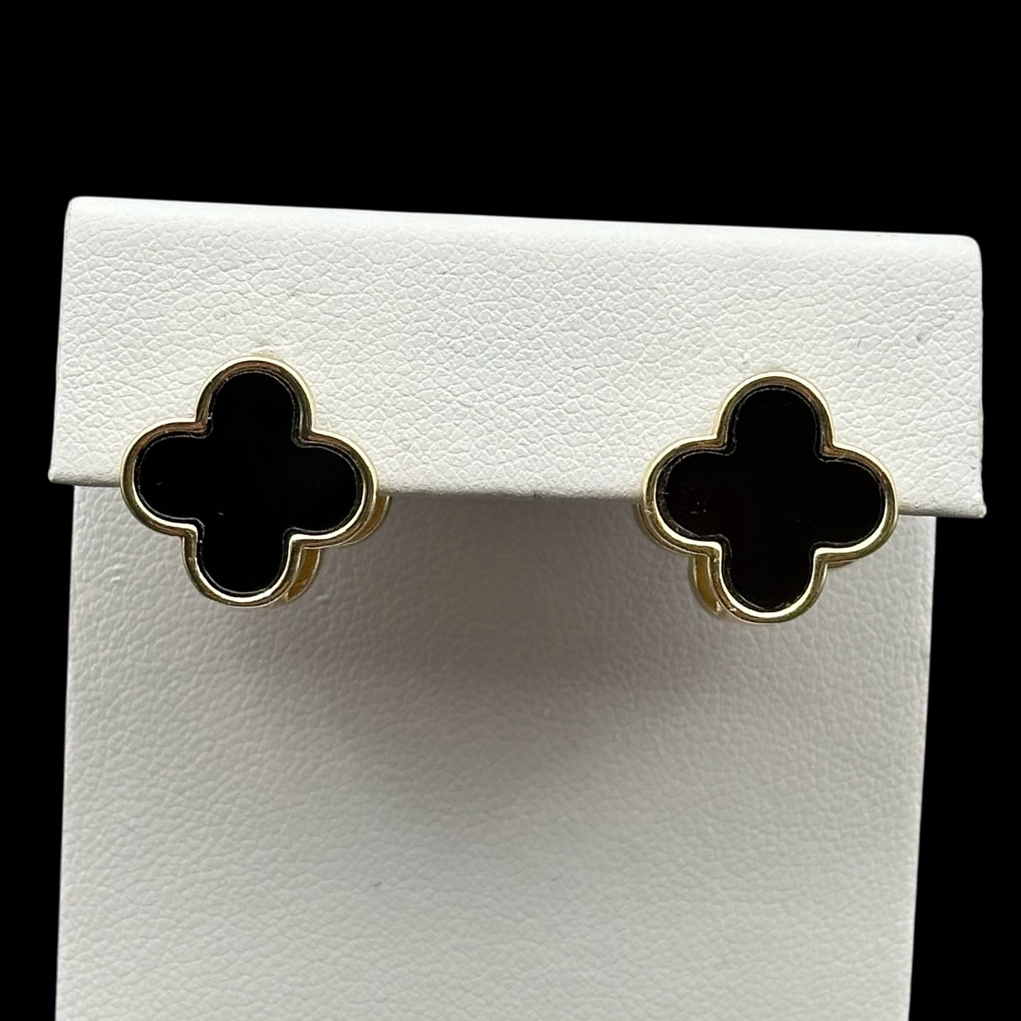 Cercei Trifoi Duo Black Placați cu Aur 18K