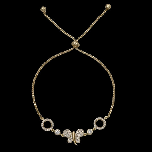 Bratara reglabila Butterfly Placata cu Aur 18K
