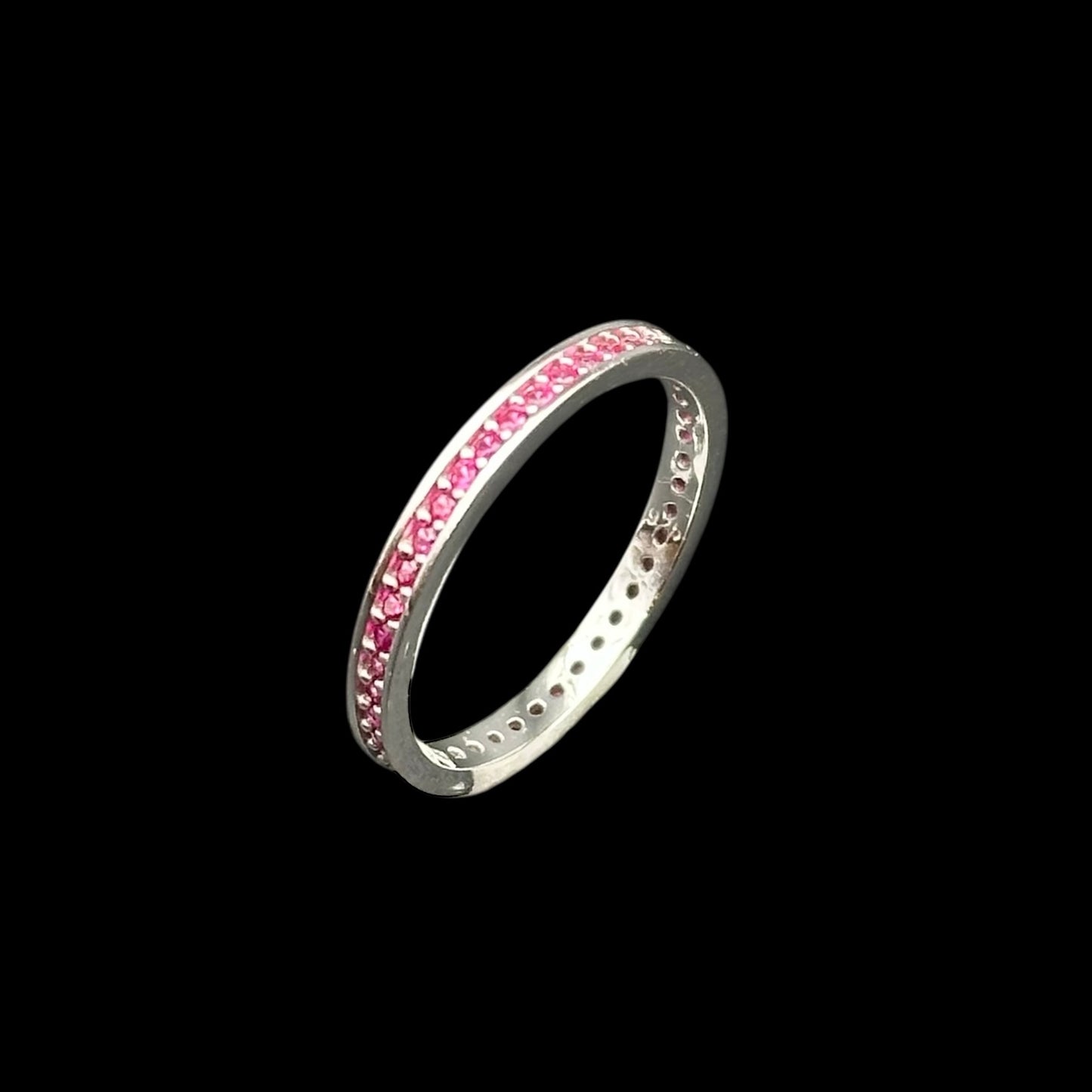 Inel Tennis Fuchsia Argint