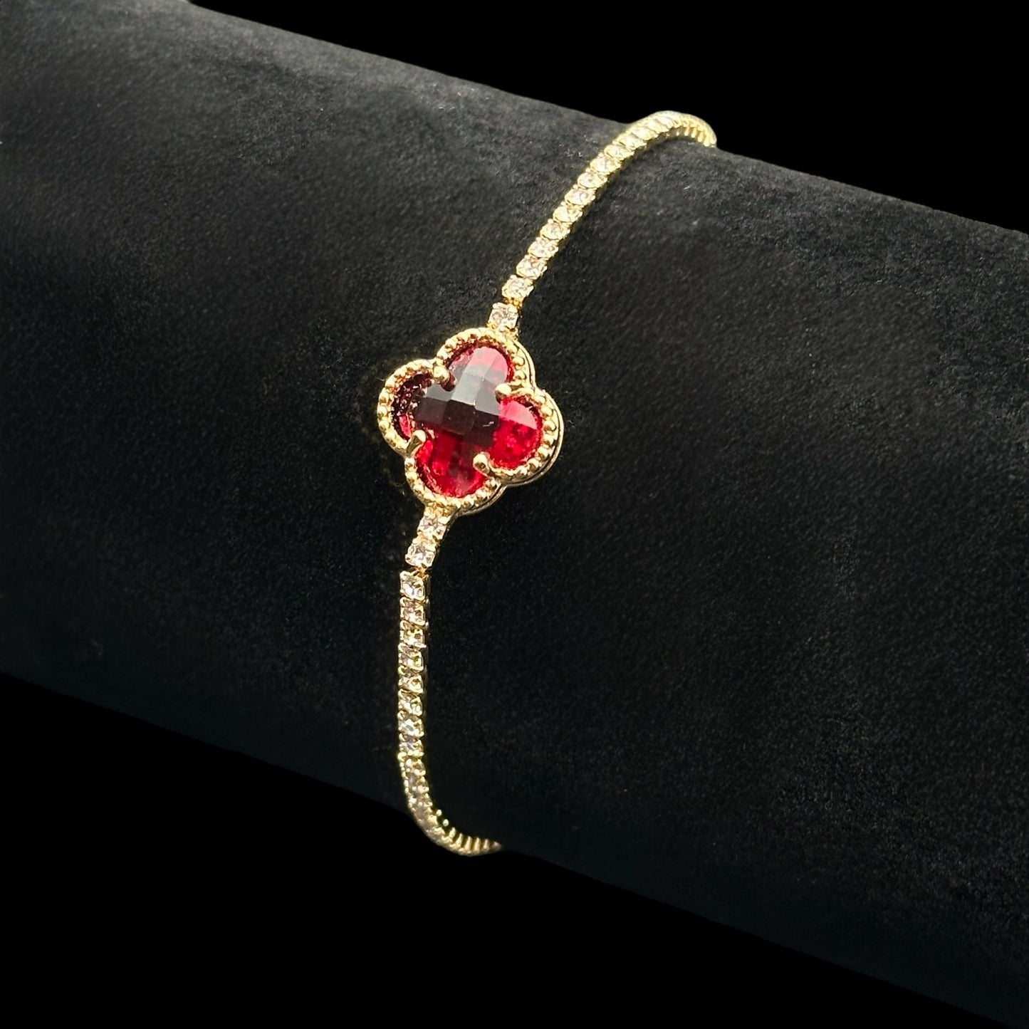 Brățară Tennis Trifoi Red Gold