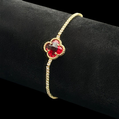 Brățară Tennis Trifoi Red Gold